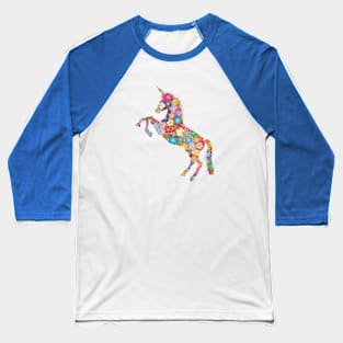 floral colorful unicorn pattern Baseball T-Shirt